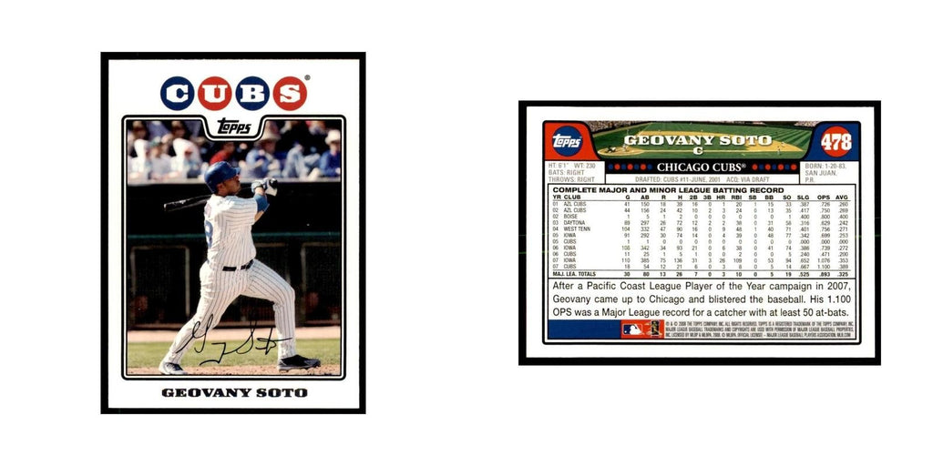 Geovany Soto 2008 Topps #478 Baseball Cards Baseball Card NM