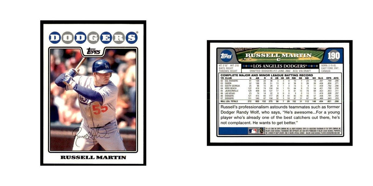 Russell Martin 2008 Topps #190 Baseball Cards Baseball Card NM