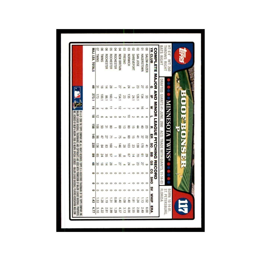Boof Bonser 2008 Topps #117 Baseball Cards Baseball Card NM