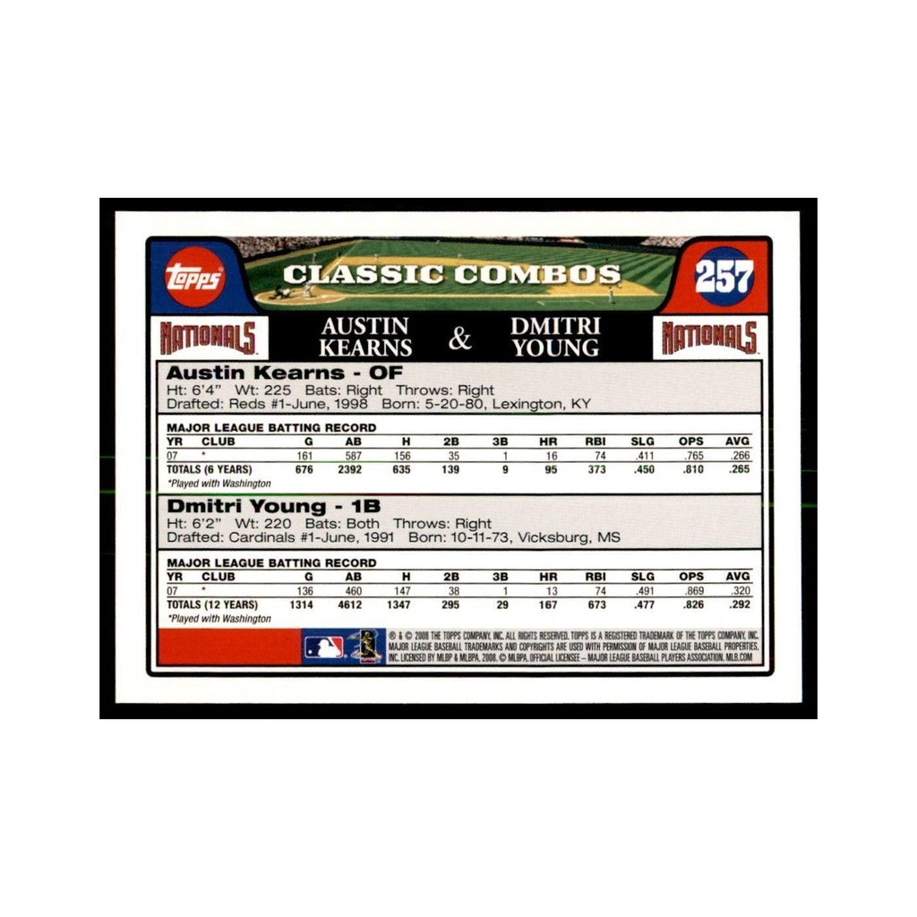 Austin Kearns Dmitri Young 2008 Topps #257 Baseball Cards Baseball Card NM