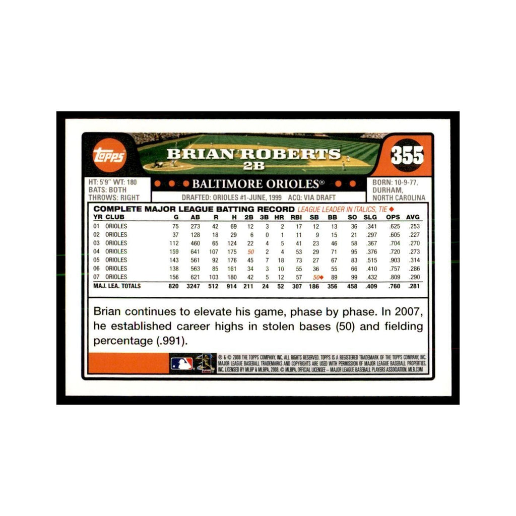 Brian Roberts 2008 Topps #355 Baseball Cards Baseball Card NM