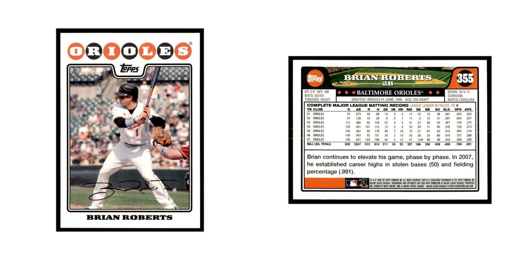 Brian Roberts 2008 Topps #355 Baseball Cards Baseball Card NM