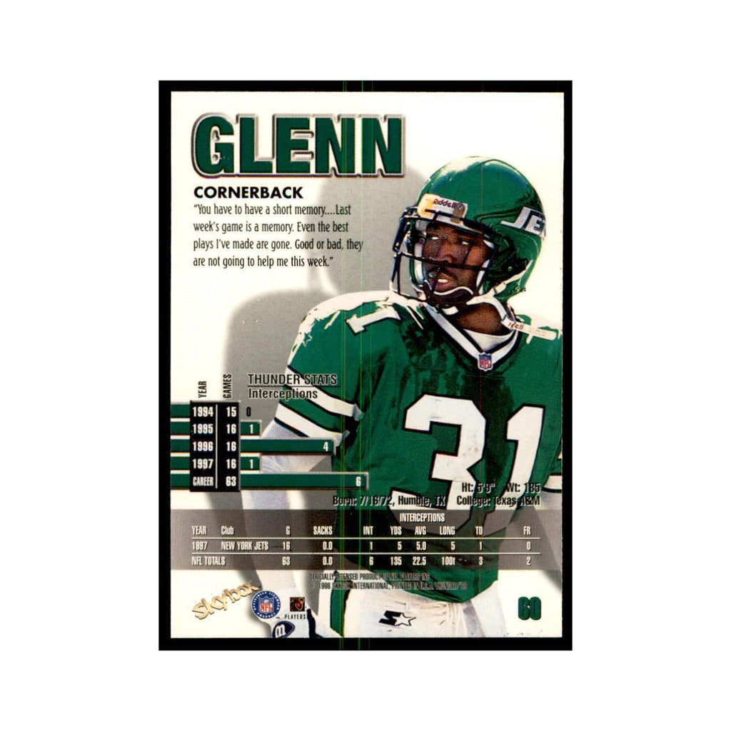 Aaron Glenn 1998 SkyBox Thunder #60 Football Cards Football Card NM