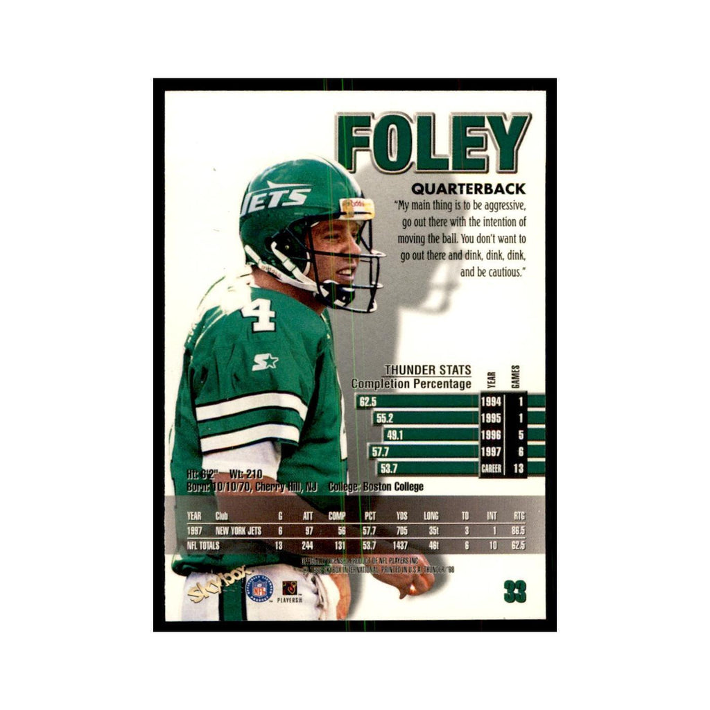 Glenn Foley 1998 SkyBox Thunder #33 Football Cards Football Card NM
