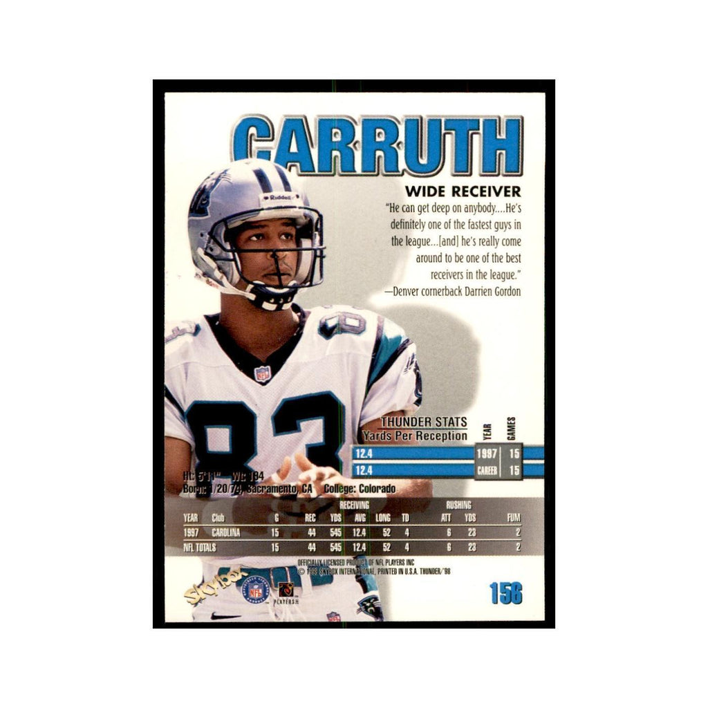 Rae Carruth 1998 SkyBox Thunder #156 Football Cards Football Card NM