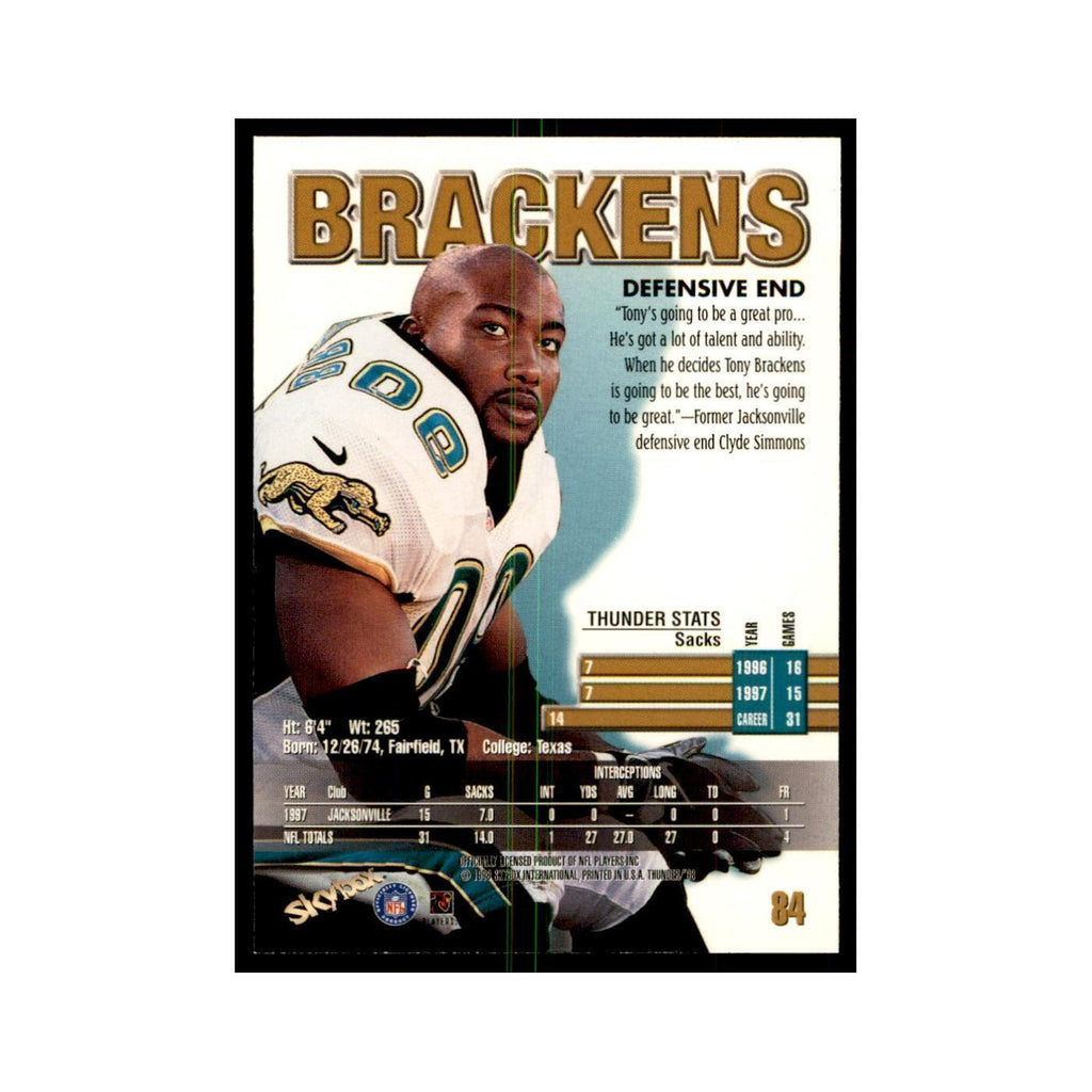 Tony Brackens 1998 SkyBox Thunder #84 Football Cards Football Card NM