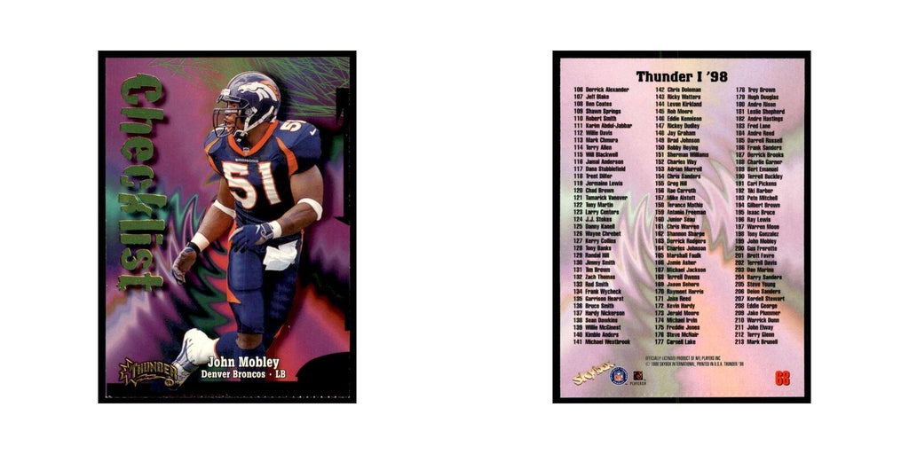John Mobley 1998 SkyBox Thunder #68 Football Cards Football Card NM