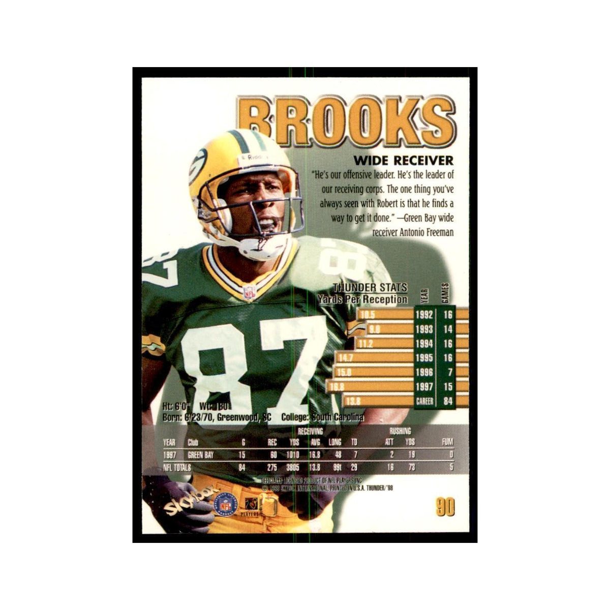 Robert Brooks 1998 SkyBox Thunder #90 Football Cards Football Card NM