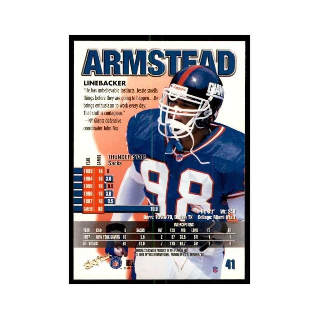 Jessie Armstead 1998 SkyBox Thunder #41 Football Cards Football Card NM