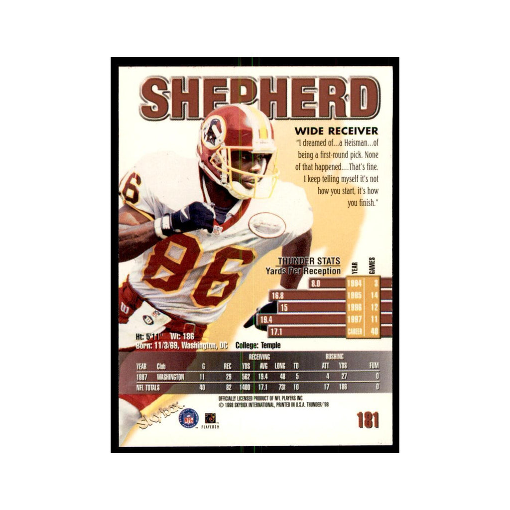 Leslie Shepherd 1998 SkyBox Thunder #181 Football Cards Football Card NM