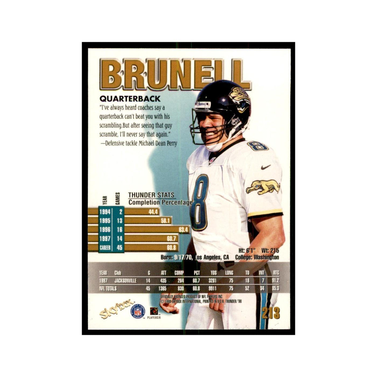 Mark Brunell 1998 SkyBox Thunder #213 Football Cards Football Card NM