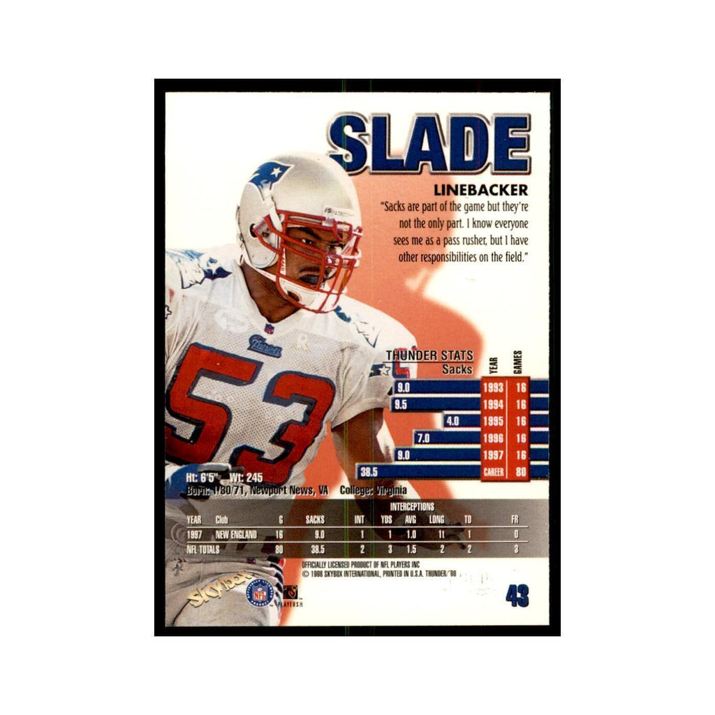 Chris Slade 1998 SkyBox Thunder #43 Football Cards Football Card NM