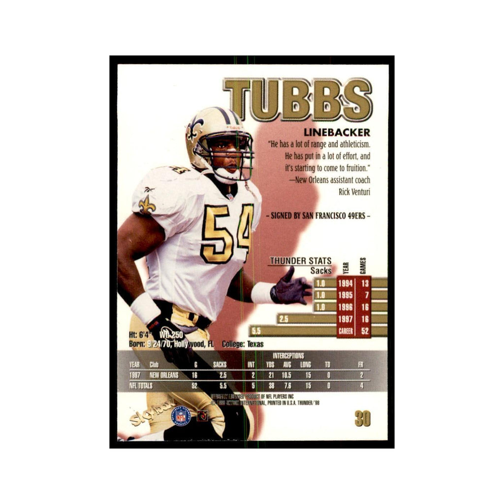 Winfred Tubbs 1998 SkyBox Thunder #30 Football Cards Football Card NM