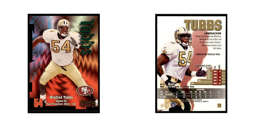 Winfred Tubbs 1998 SkyBox Thunder #30 Football Cards Football Card NM