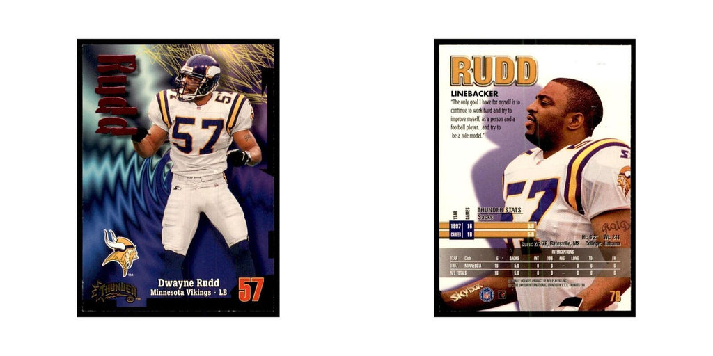 Dwayne Rudd 1998 SkyBox Thunder #78 Football Cards Football Card NM