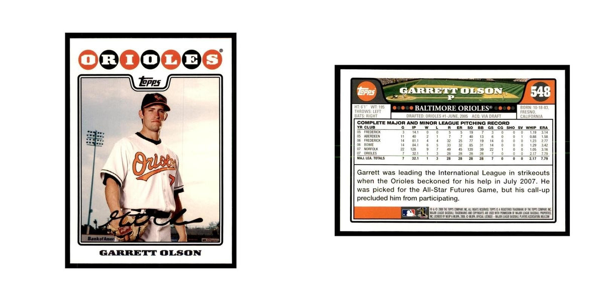 Garrett Olson 2008 Topps #548 Baseball Cards Baseball Card NM