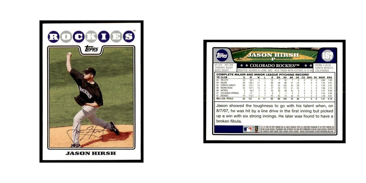 Jason Hirsh 2008 Topps #167 Baseball Cards Baseball Card NM