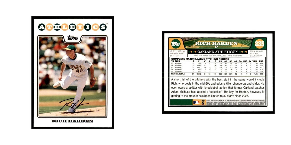 Rich Harden 2008 Topps #235 Baseball Cards Baseball Card NM