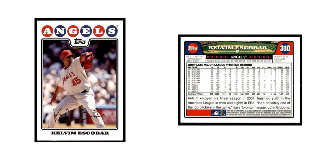 Kelvim Escobar 2008 Topps #310 Baseball Cards Baseball Card NM