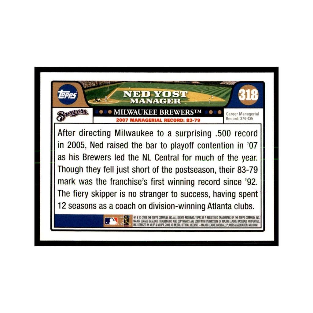 Ned Yost 2008 Topps #318 Baseball Cards Baseball Card NM