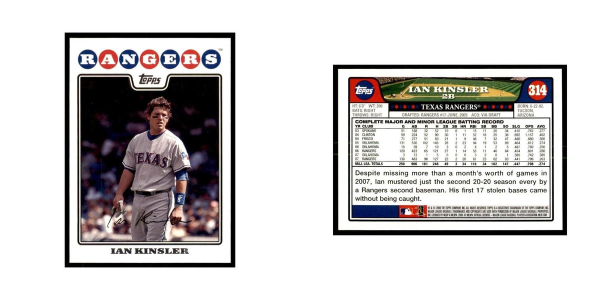 Ian Kinsler 2008 Topps #314 Baseball Cards Baseball Card NM