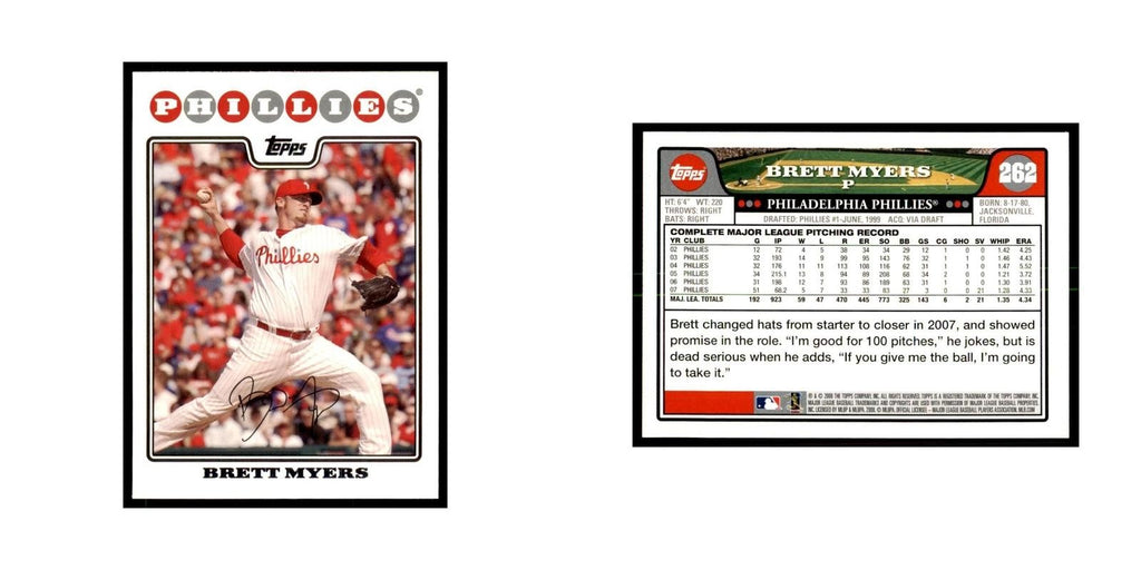 Brett Myers 2008 Topps #262 Baseball Cards Baseball Card NM