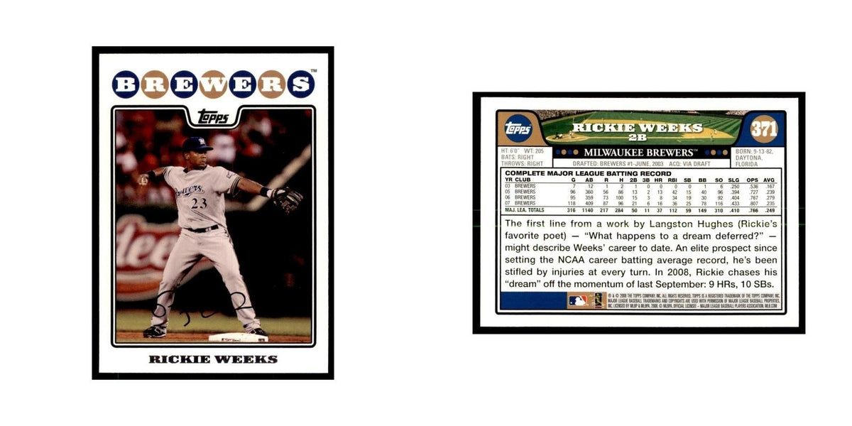 Rickie Weeks 2008 Topps #371 Baseball Cards Baseball Card NM