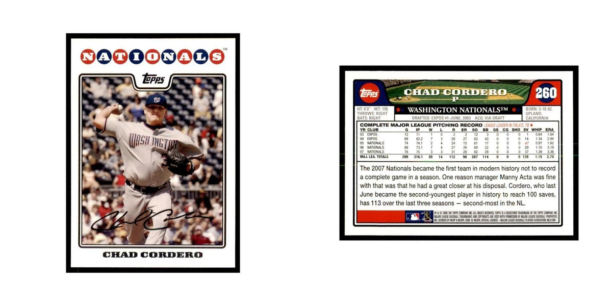 Chad Cordero 2008 Topps #260 Baseball Cards Baseball Card NM