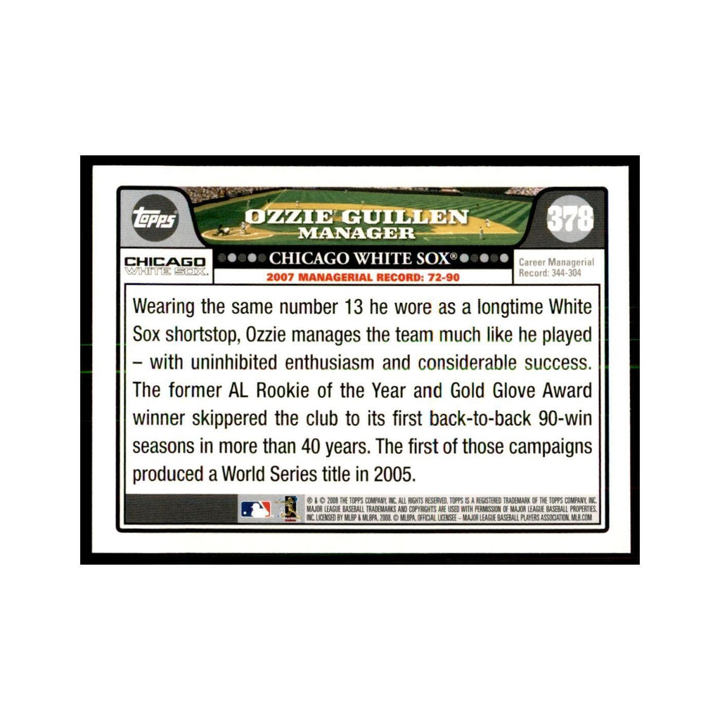 Ozzie Guillen 2008 Topps #378 Baseball Cards Baseball Card NM