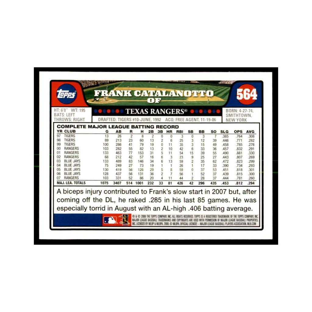 Frank Catalanotto 2008 Topps #564 Baseball Cards Baseball Card NM