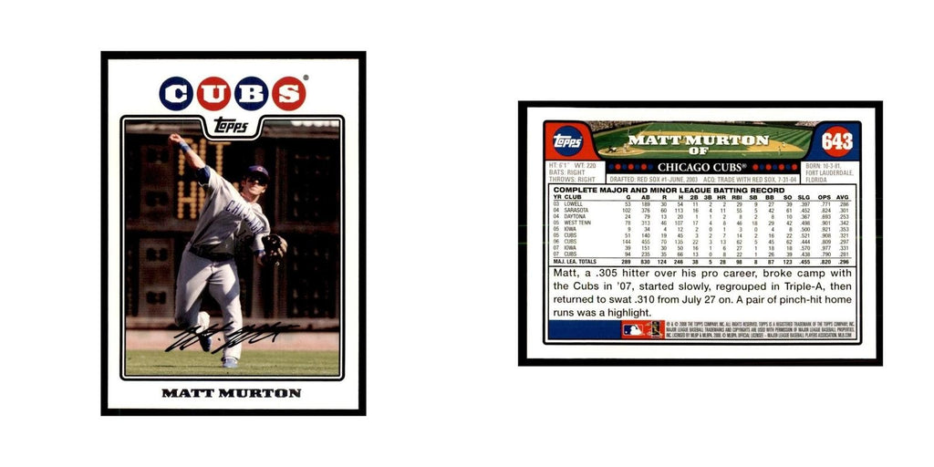 Matt Murton 2008 Topps #643 Baseball Cards Baseball Card NM
