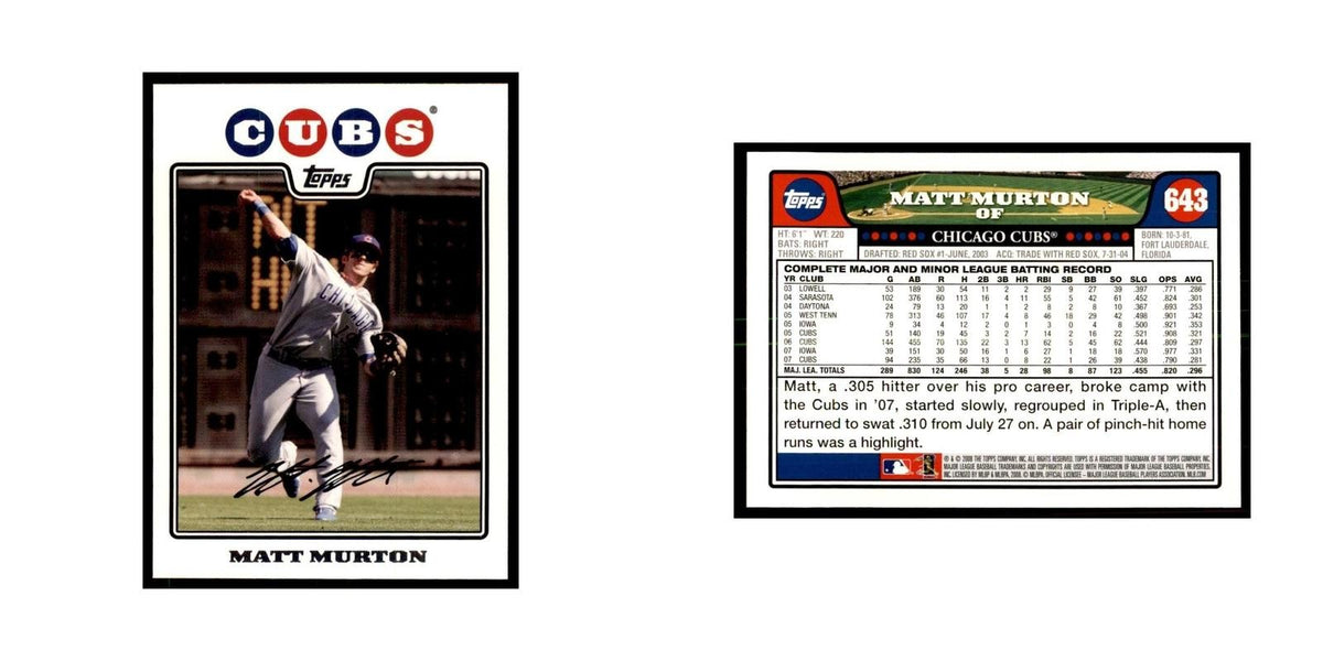 Matt Murton 2008 Topps #643 Baseball Cards Baseball Card NM