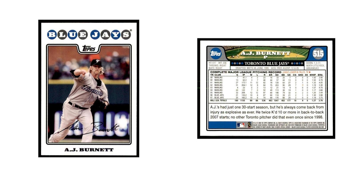 A.J. Burnett 2008 Topps #515 Baseball Cards Baseball Card NM