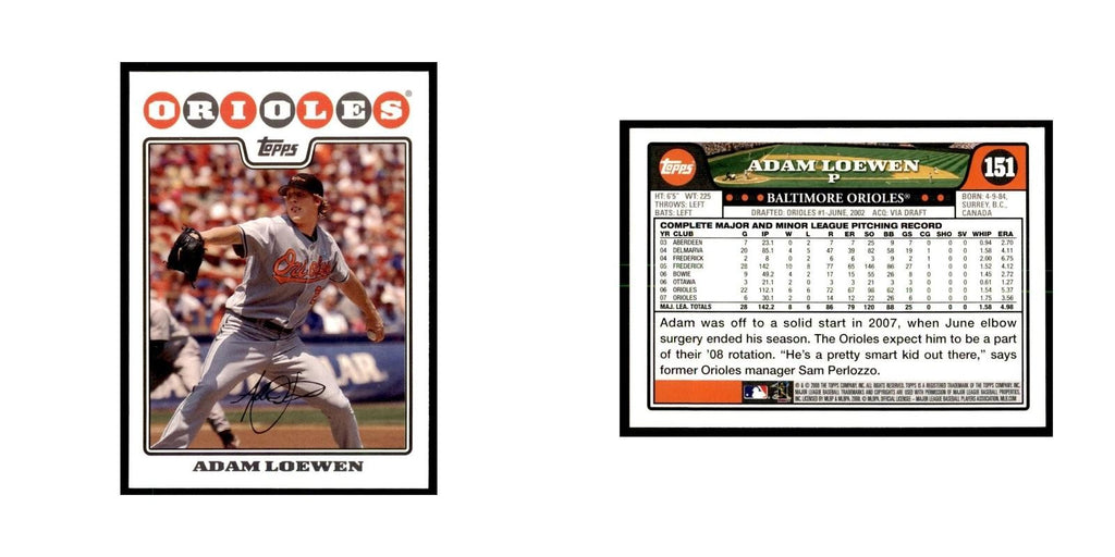 Adam Loewen 2008 Topps #151 Baseball Cards Baseball Card NM