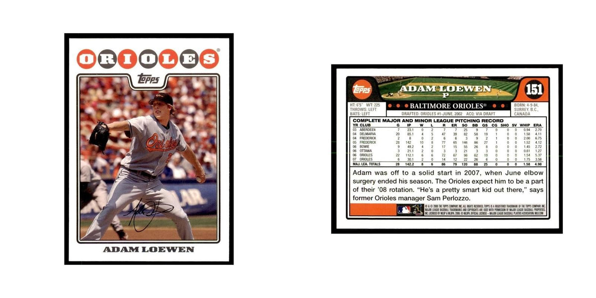 Adam Loewen 2008 Topps #151 Baseball Cards Baseball Card NM