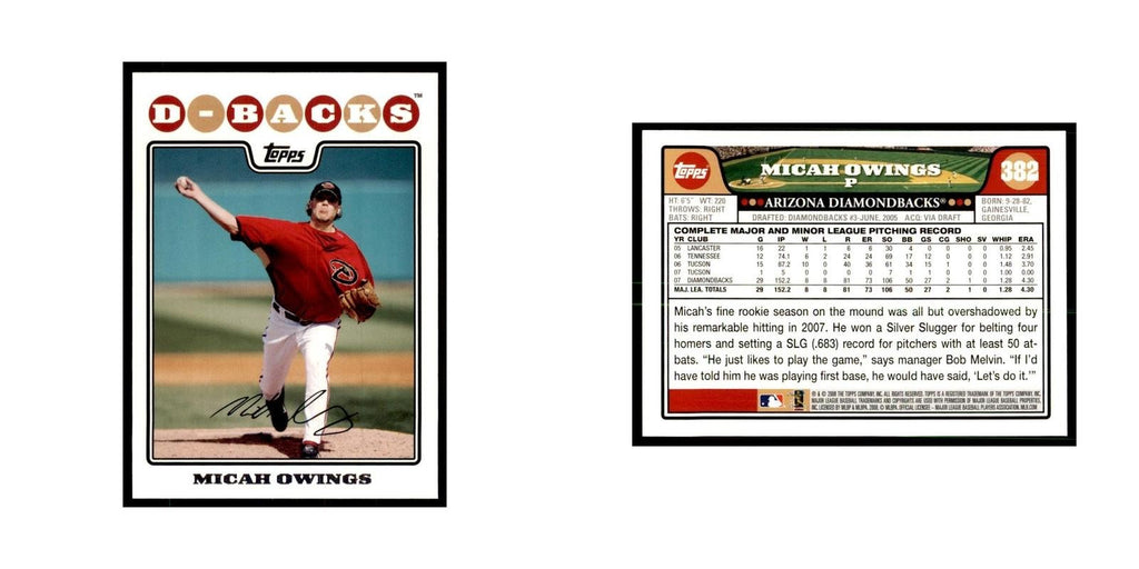 Micah Owings 2008 Topps #382 Baseball Cards Baseball Card NM