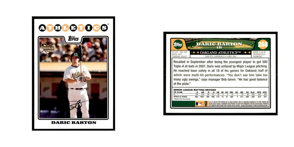 Daric Barton 2008 Topps #268 Baseball Cards Baseball Card NM
