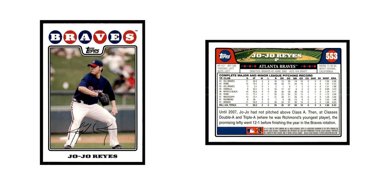 Jo-Jo Reyes 2008 Topps #553 Baseball Cards Baseball Card NM