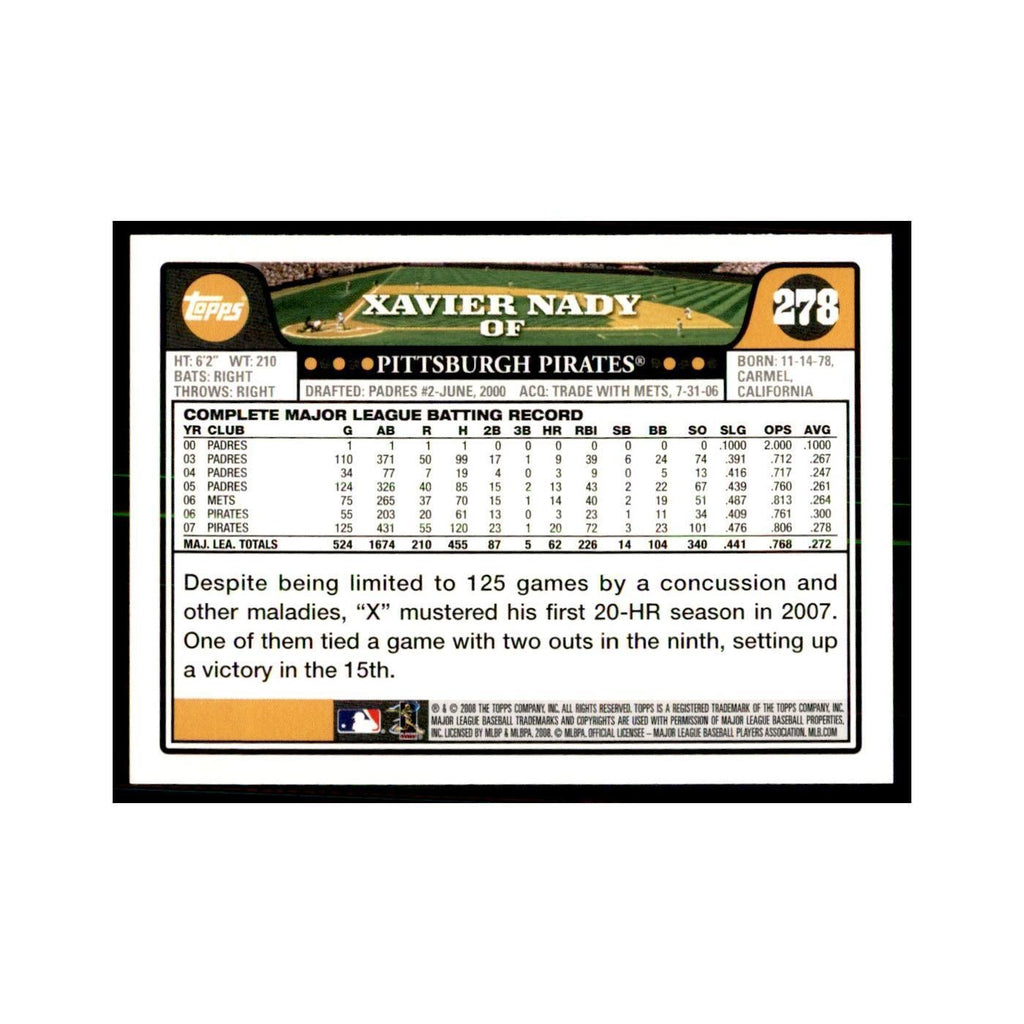 Xavier Nady 2008 Topps #278 Baseball Cards Baseball Card NM