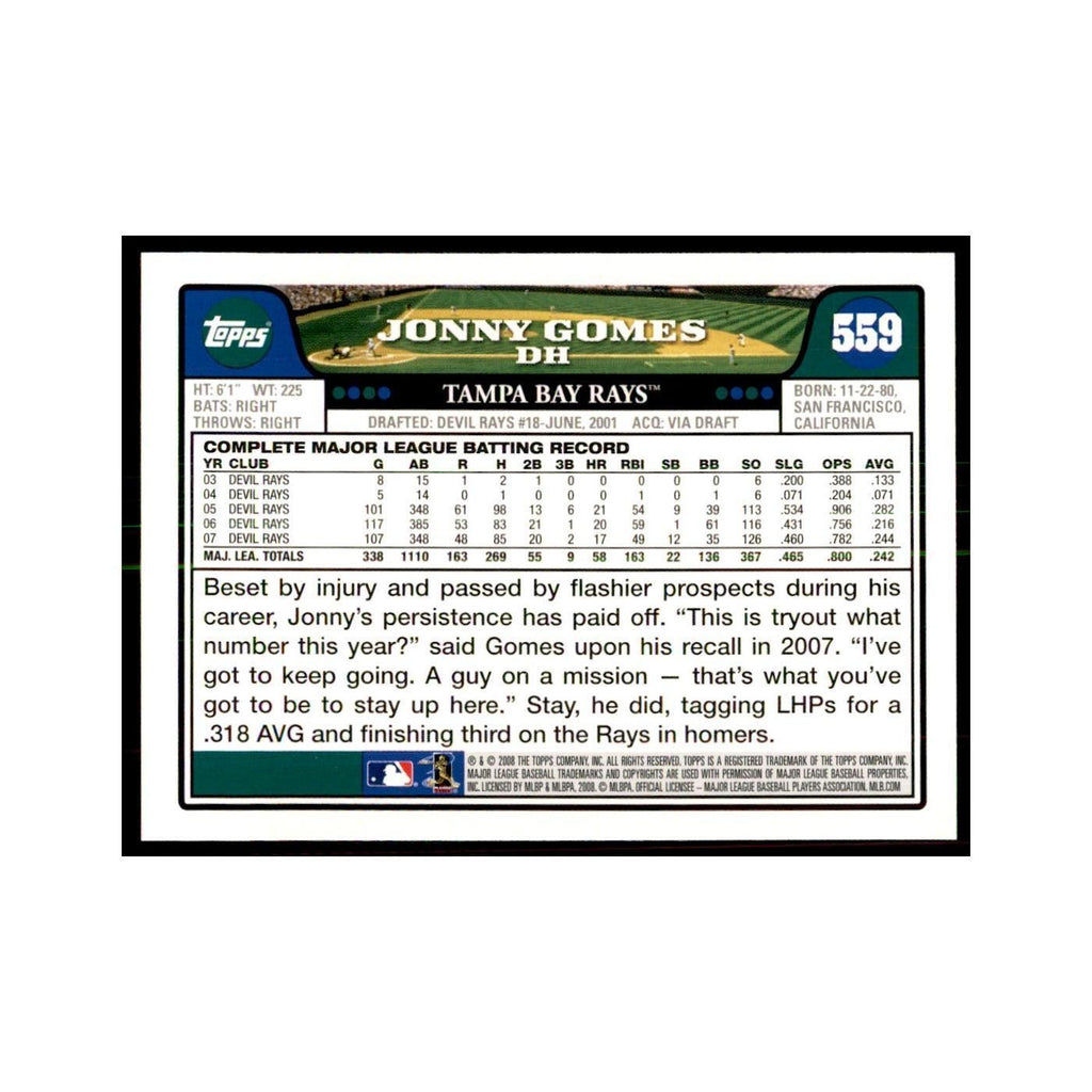 Jonny Gomes 2008 Topps #559 Baseball Cards Baseball Card NM