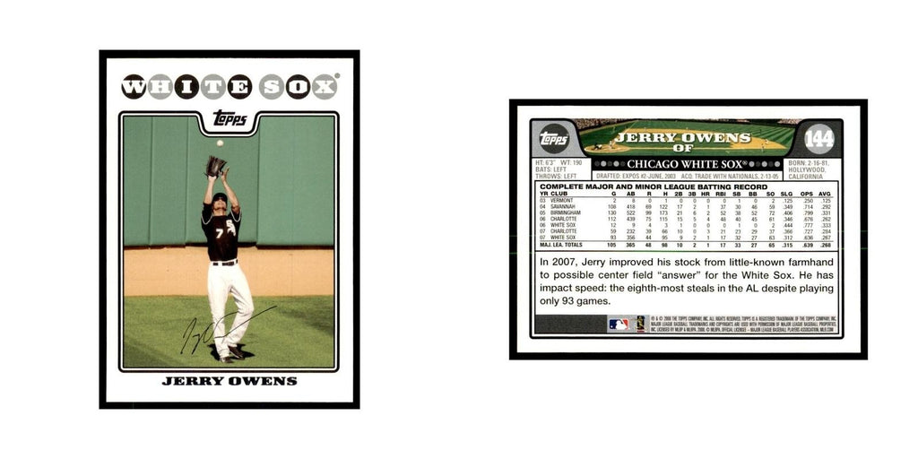 Jerry Owens 2008 Topps #144 Baseball Cards Baseball Card NM