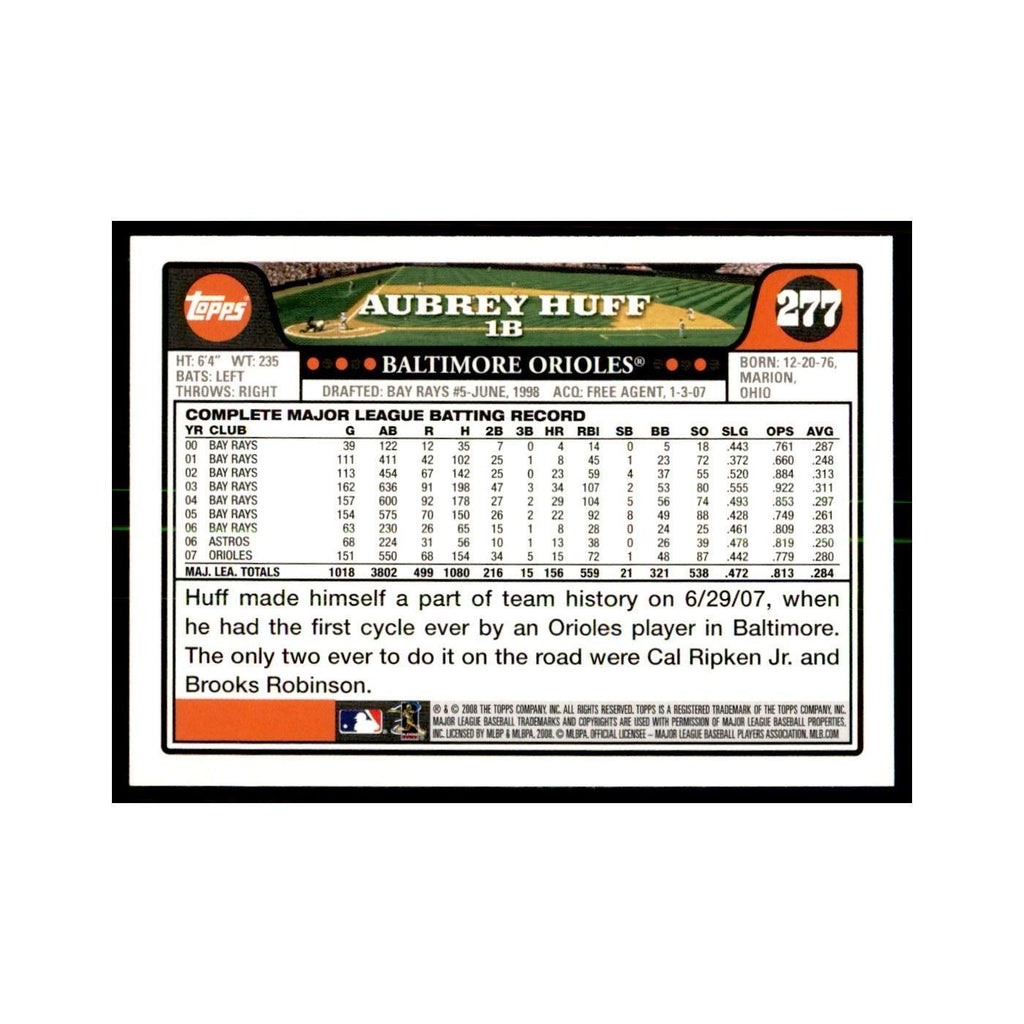 Aubrey Huff 2008 Topps #277 Baseball Cards Baseball Card NM
