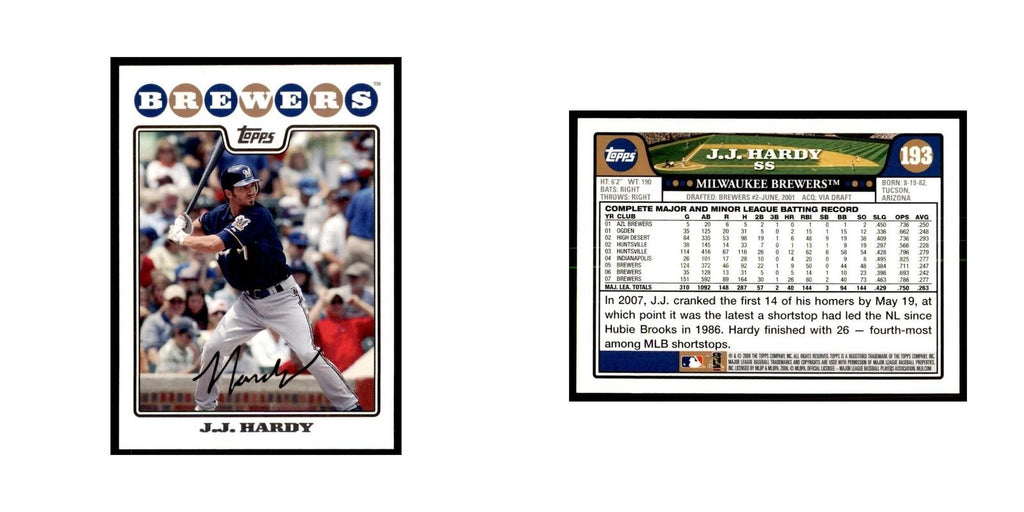 J.J. Hardy 2008 Topps #193 Baseball Cards Baseball Card NM