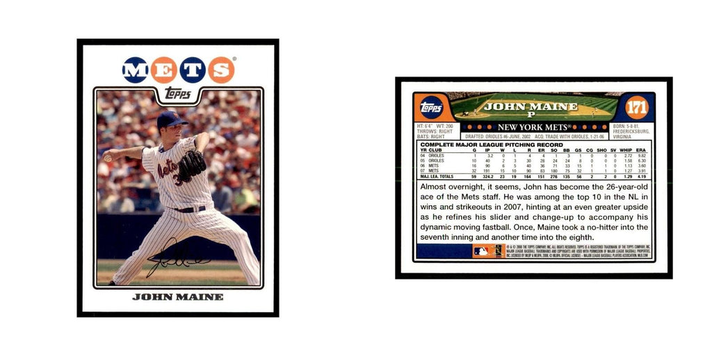 John Maine 2008 Topps #171 Baseball Cards Baseball Card NM
