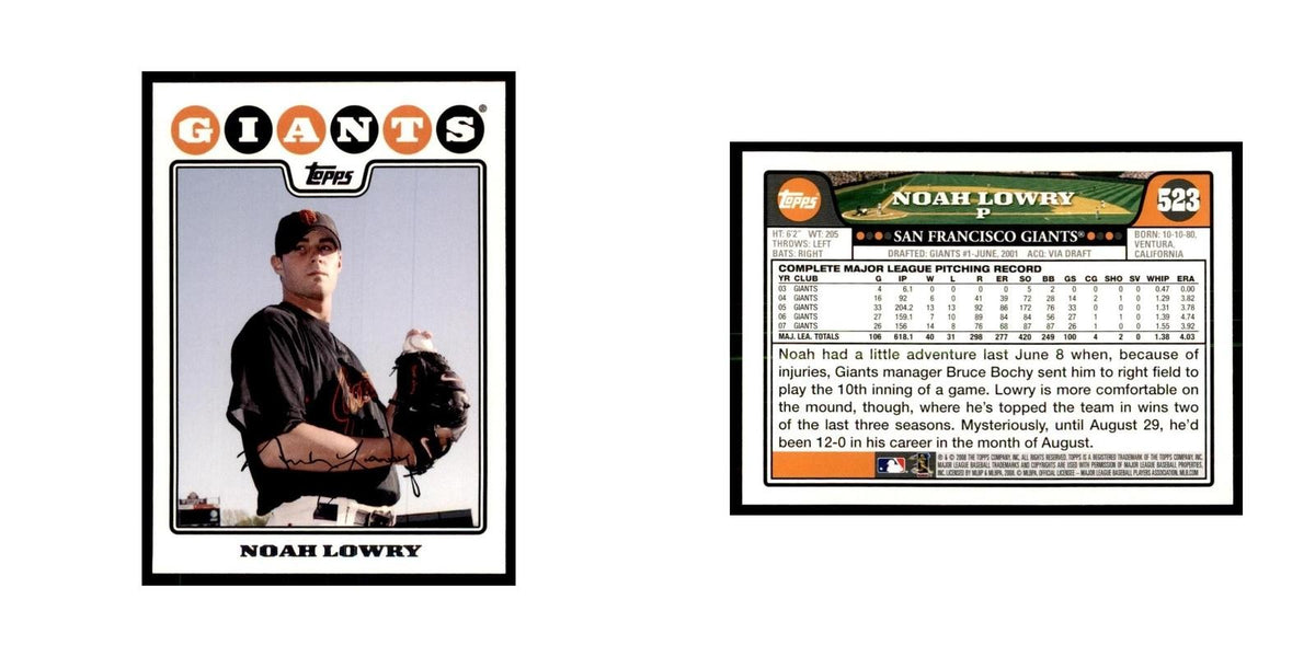 Noah Lowry 2008 Topps #523 Baseball Cards Baseball Card NM