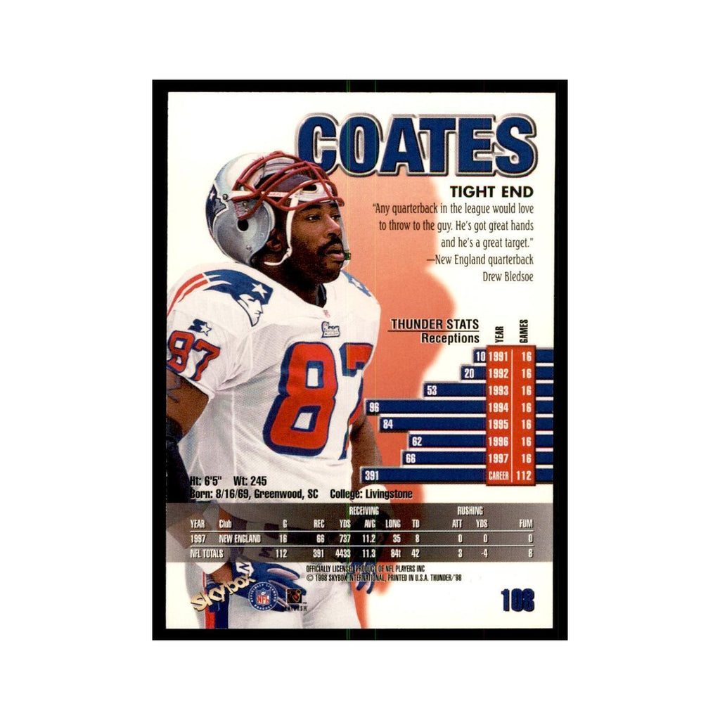 Ben Coates 1998 SkyBox Thunder #108 Football Cards Football Card NM