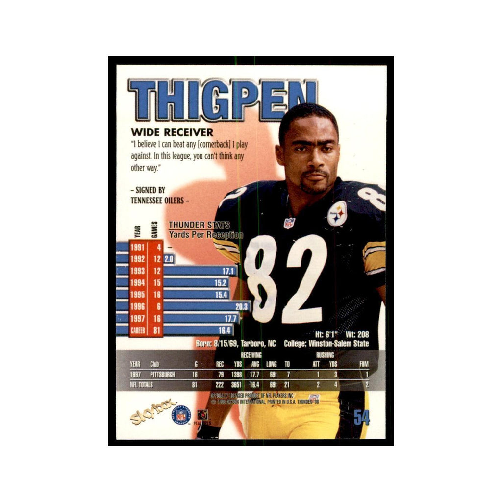 Yancey Thigpen 1998 SkyBox Thunder #54 Football Cards Football Card NM