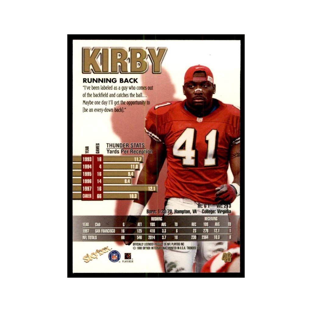 Terry Kirby 1998 SkyBox Thunder #46 Football Cards Football Card NM