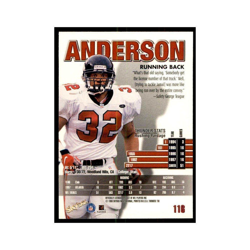 Jamal Anderson 1998 SkyBox Thunder #116 Football Cards Football Card NM