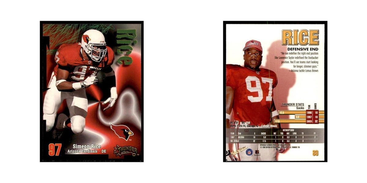 Simeon Rice 1998 SkyBox Thunder #89 Football Cards Football Card NM